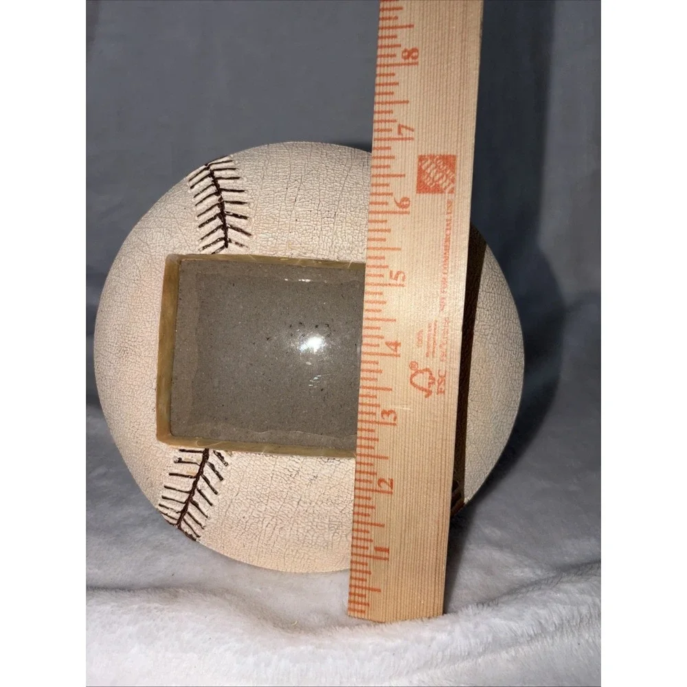 Vtg 3D Baseball Photo‎ Frame Weathered Look Red Laces Holds 3x3 Photo Easel Back